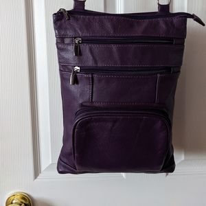 Purple leather crossbody bag